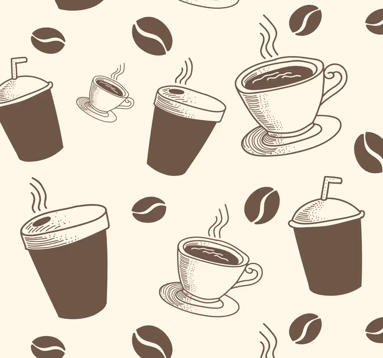 Estore de rolo para cozinha com estampas de xícaras de café - TenStickers
