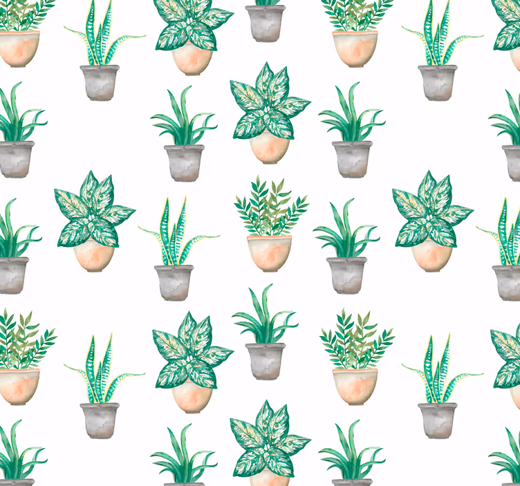 Estore de rolo para cozinha estampado de folhagens em vasos - TenStickers