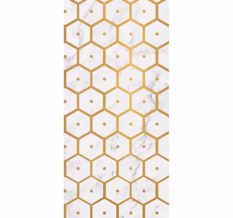 Estore de rolo para cozinha padrão mármore dourado hexagonal - TenStickers