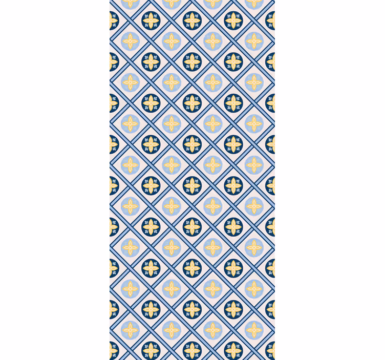 Estore de rolo para cozinha azulejo português azul bebê e amarelo - TenStickers