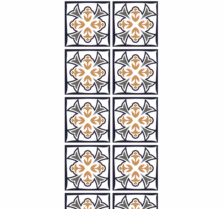Estore de rolo para cozinha azulejo português bege e preto - TenStickers