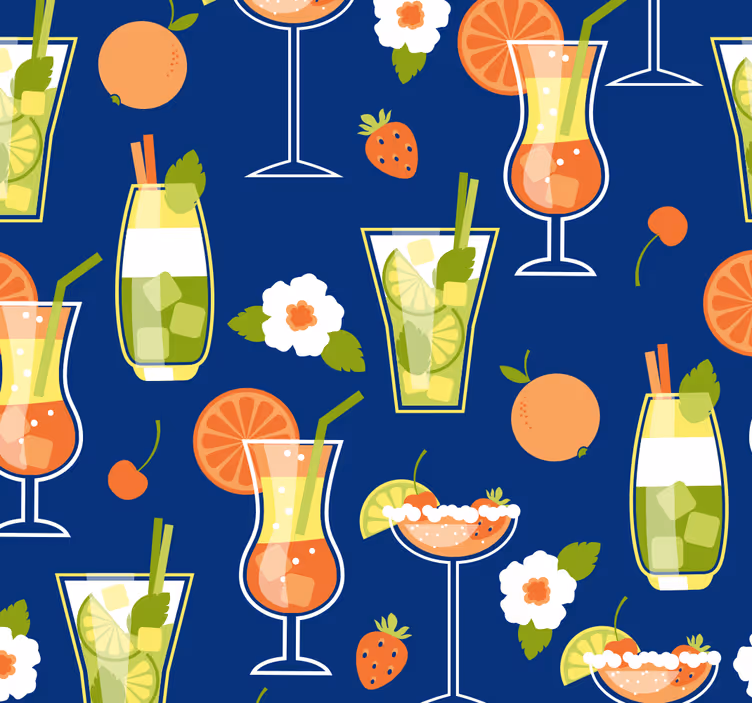 Estore de rolo para cozinha vintage com coquetéis - TenStickers