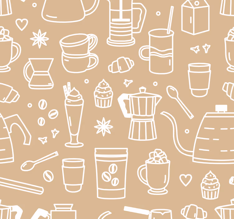 Estore de rolo para cozinha com padrão de xícaras e copos - TenStickers