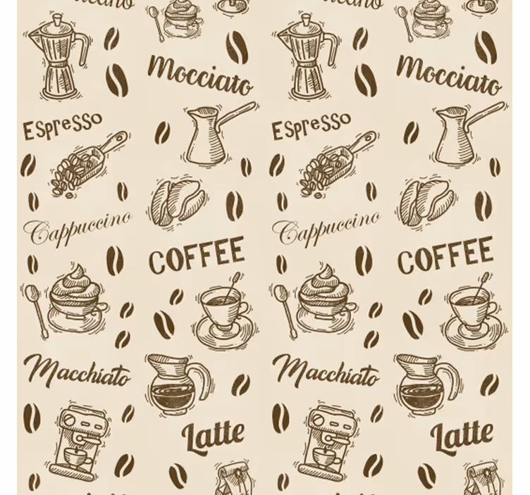 Estore de rolo para cozinha padrões de nomes em café 3d - TenStickers