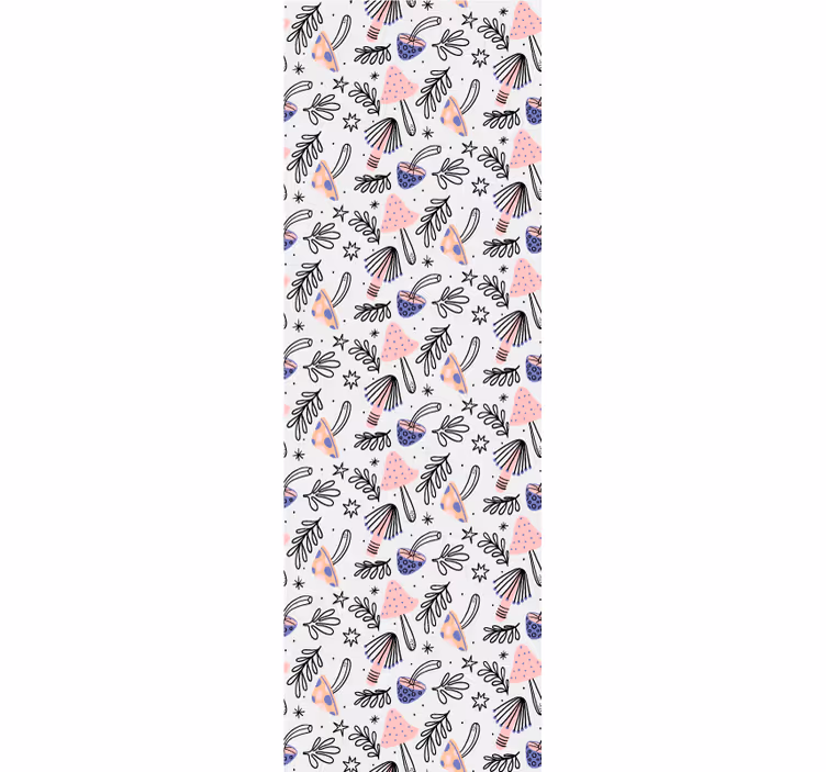 Estore de rolo sala de jantar cogumelos e flores clássicas - TenStickers