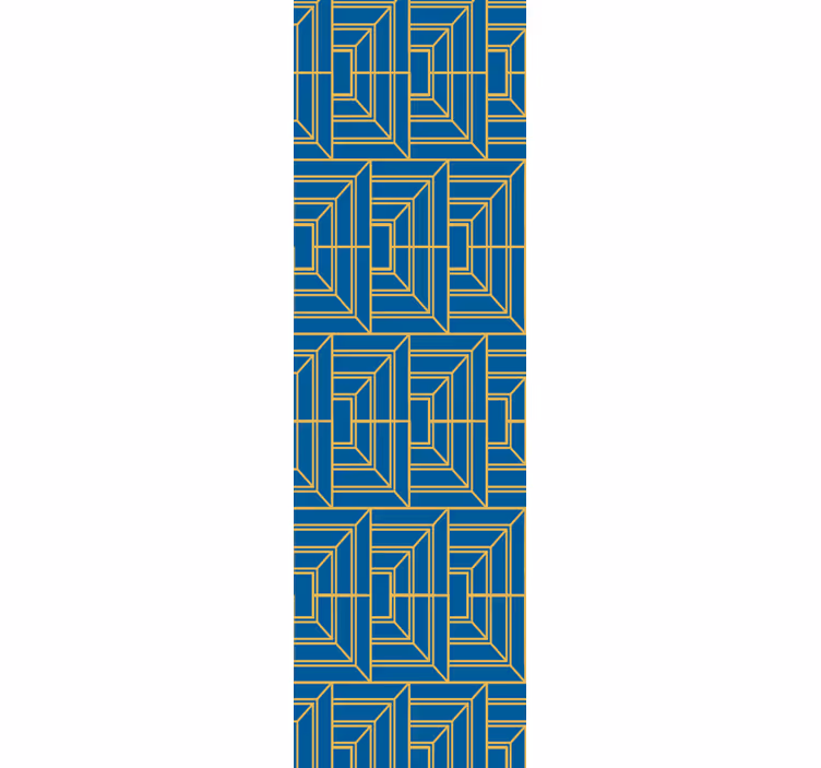 Estore de rolo sala de jantar linhas douradas com fundo azul - TenStickers