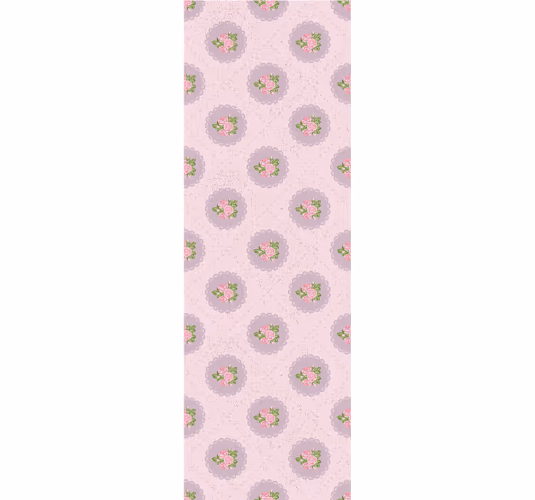 Estore de rolo sala de jantar padrão xadrez rosa shabby chic - TenStickers