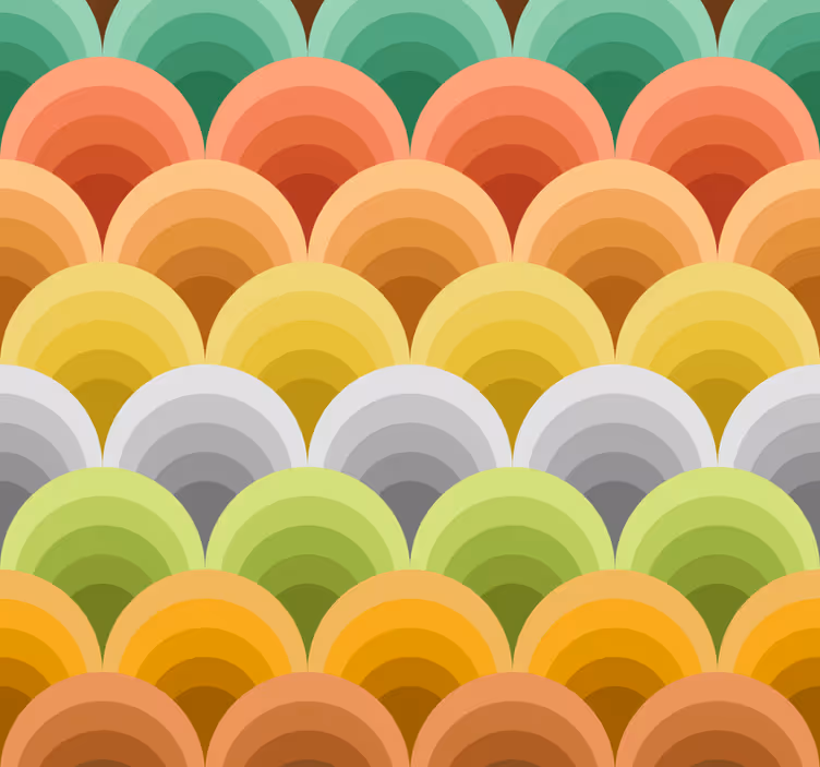 Estore de rolo sala de jantar vintage com círculos laranjas - TenStickers