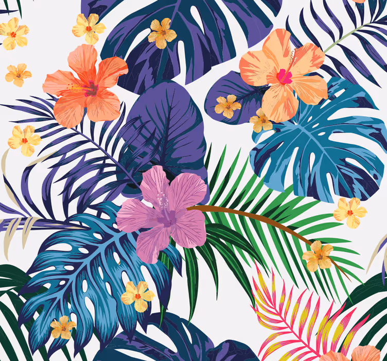 Estore de rolo sala de jantar flores coloridas havaianas - TenStickers