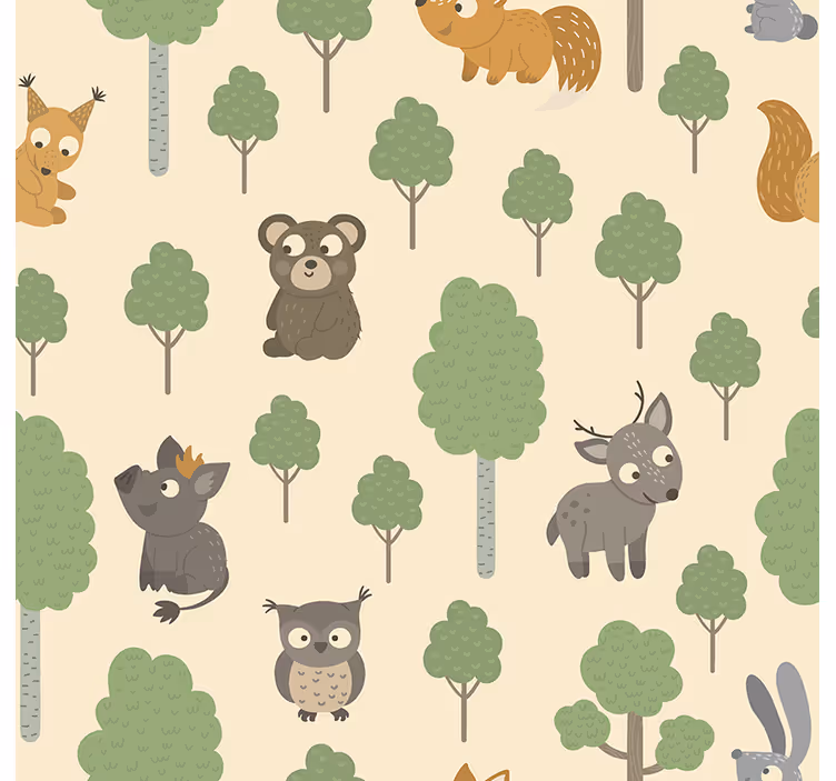 Estore de rolo infantil com estampa de criaturas da floresta - TenStickers