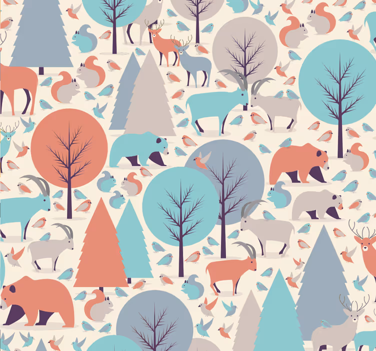 Estore de rolo infantil cena da floresta nórdica - TenStickers