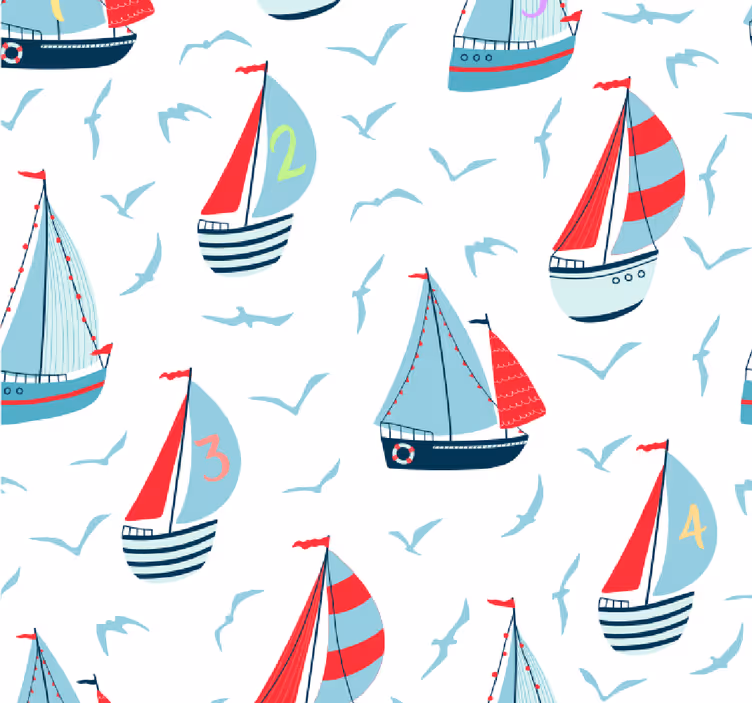 Estore de rolo infantil barcos e pássaros - TenStickers