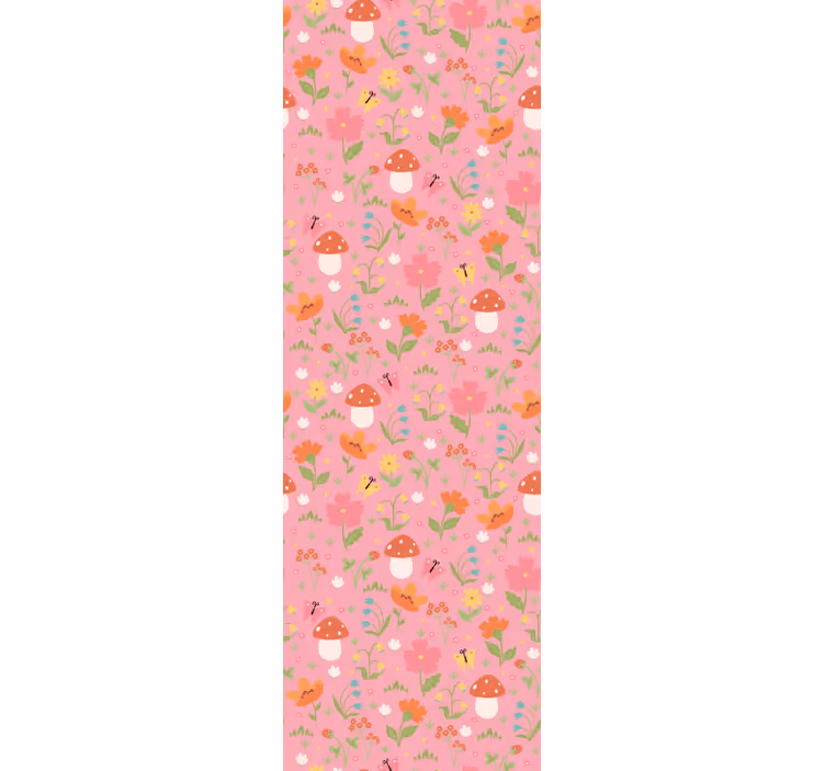 Estore de rolo infantil padrão de cogumelos florais - TenStickers