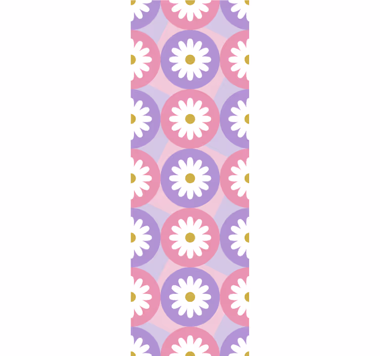 Estore de rolo infantil padrão quadriculado florido rosa e roxo - TenStickers