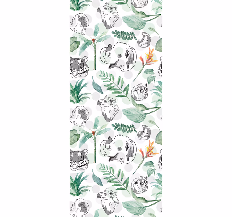 Estore de rolo infantil com animais e plantas aquarelados - TenStickers