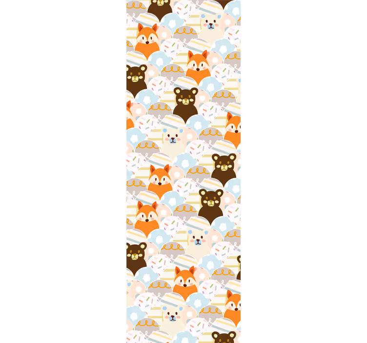 Estore de rolo infantil com design de patchwork de urso e raposa - TenStickers