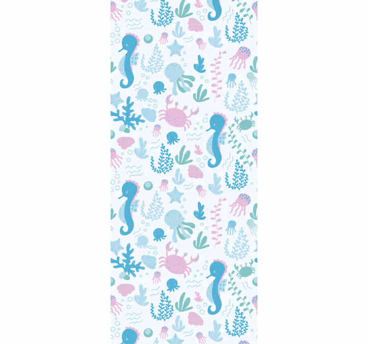 Estore de rolo infantil animais e plantas marinhas pastel - TenStickers
