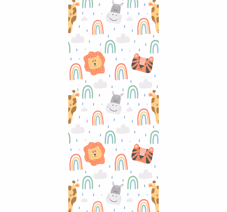Estore de rolo infantil animais e arco-íris em pastel - TenStickers