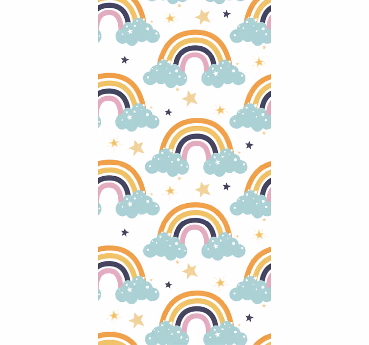 Estore de rolo infantil com padrão de arco-íris e nuvens - TenStickers