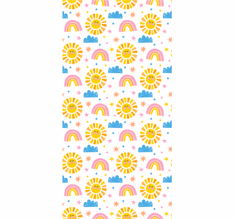 Estore de rolo infantil arco-íris, sóis e nuvens brancas - TenStickers