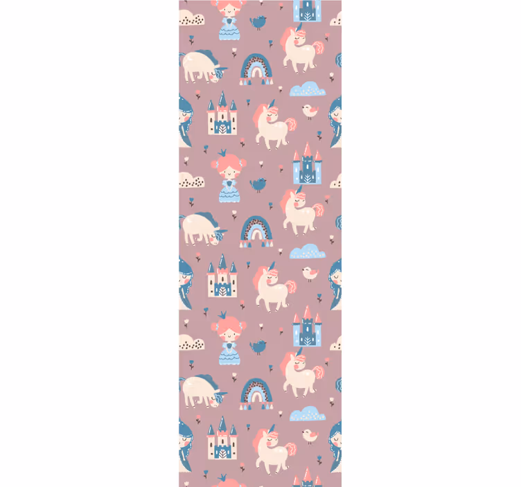Estore de rolo infantil unicórnios e princesas pastel - TenStickers