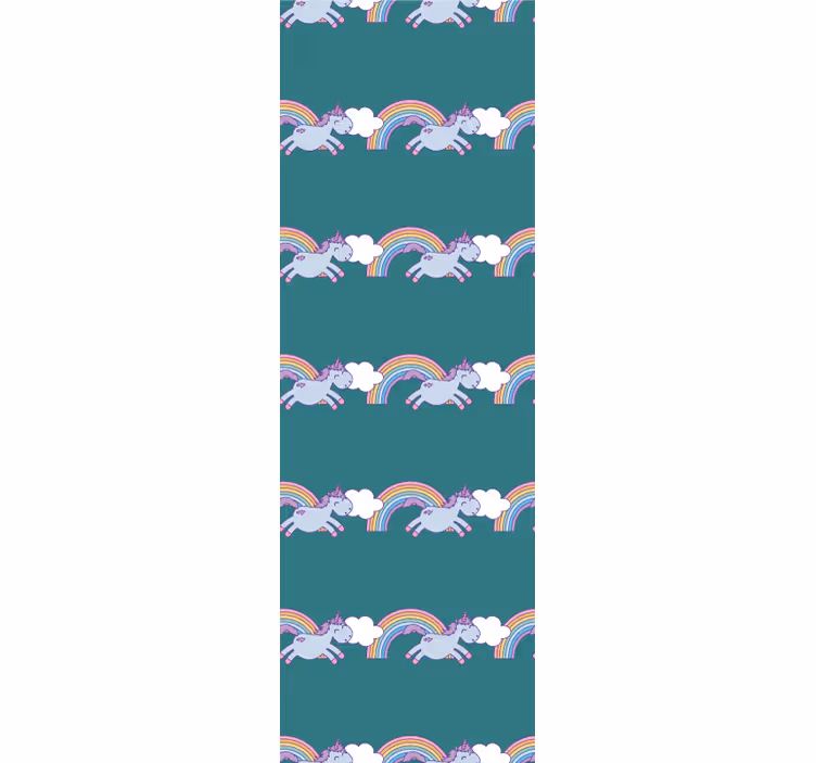 Estore de rolo infantil fundo teal com unicórnios - TenStickers