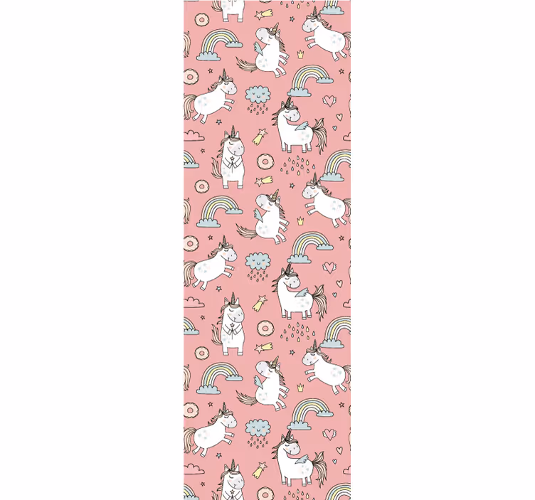 Estore de rolo infantil unicórnios e arco-íris rosa - TenStickers