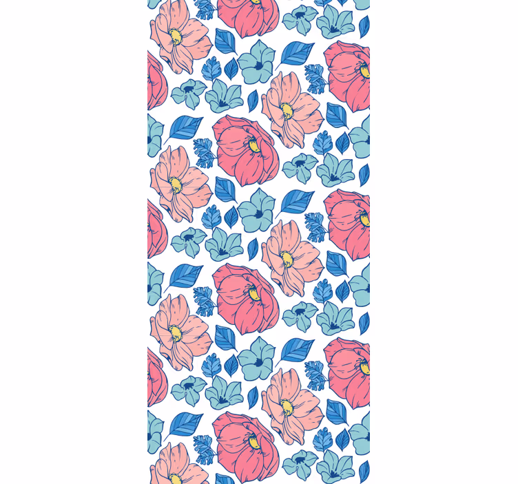 Estore de rolo infantil flores delicadas rosa e azul - TenStickers