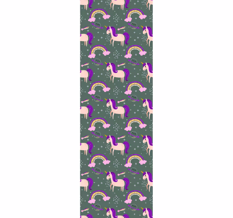 Estore de rolo infantil unicórnios rosa e verdes - TenStickers
