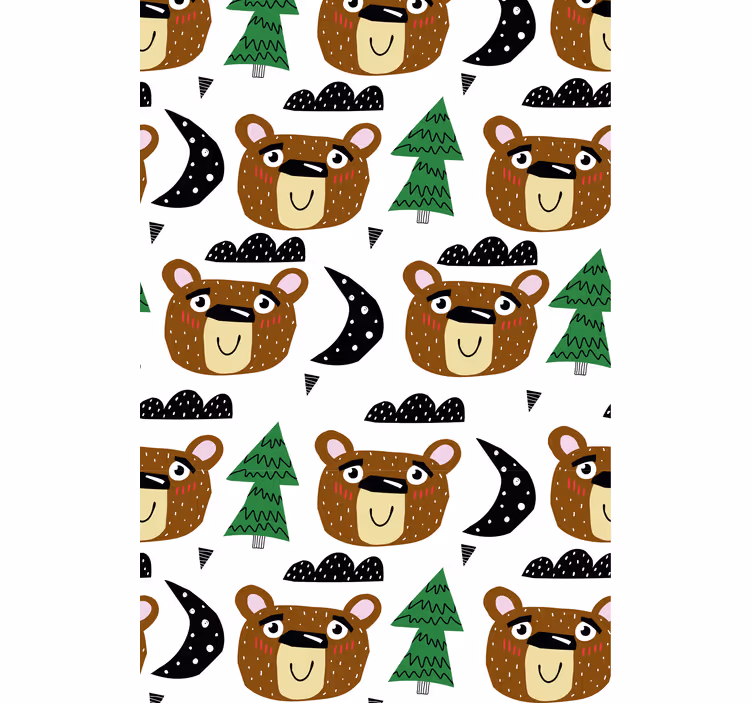 Estore de rolo infantil ursos e árvores coloridos - TenStickers