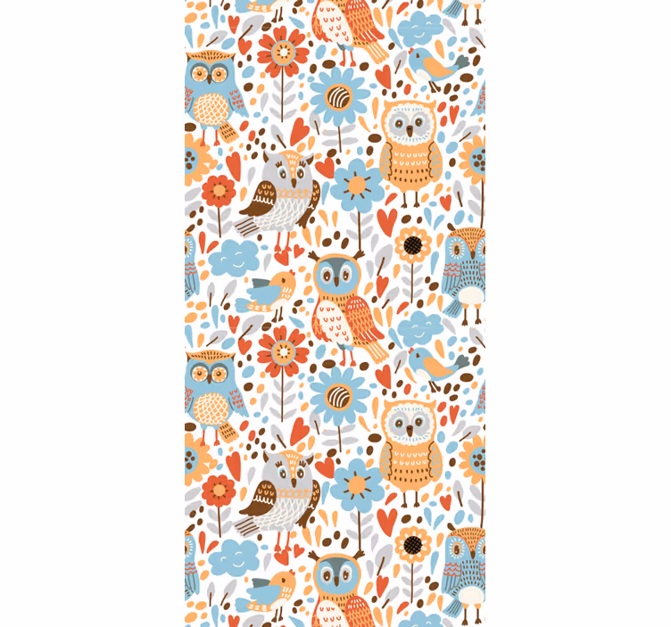 Estore de rolo infantil corujas coloridas com flores - TenStickers