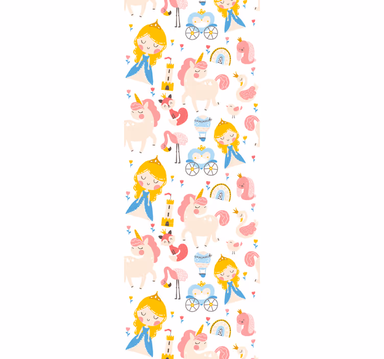 Estore de rolo infantil princesas e unicórnios em cartoon - TenStickers