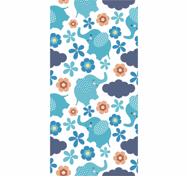 Estore de rolo infantil elefantes e flores - TenStickers