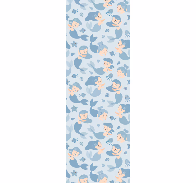 Estore de rolo infantil sereia criança azul sorrindo - TenStickers