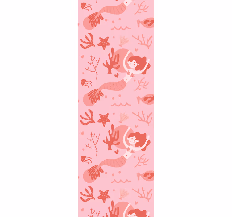 Estore de rolo infantil sereia rosa acenando e sorrindo - TenStickers