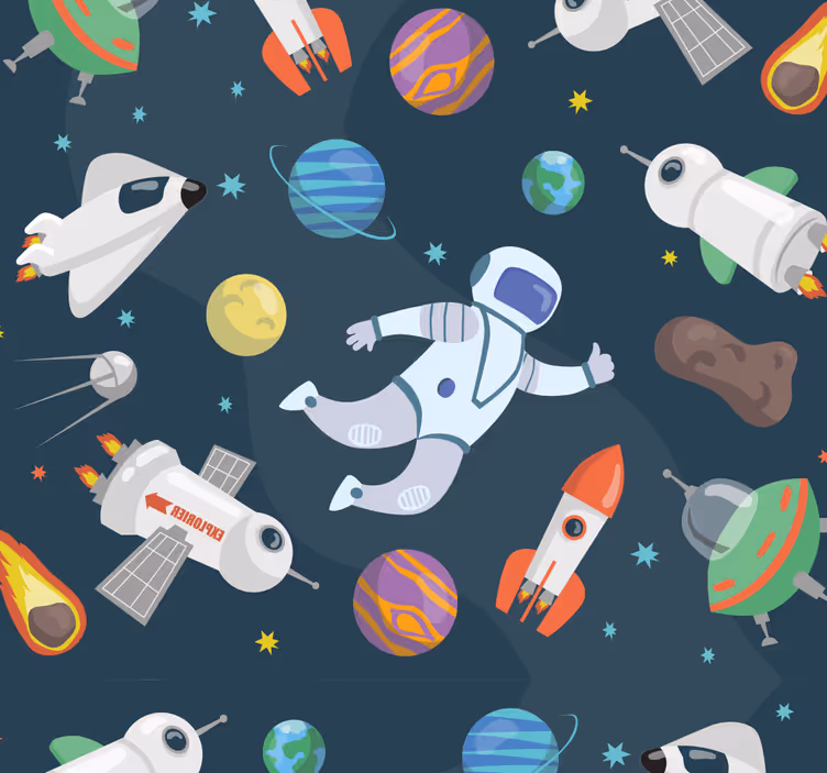 Estore de rolo infantil naves espaciais - TenStickers