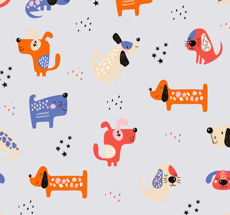 Estore de rolo infantil com cães ilustrados - TenStickers