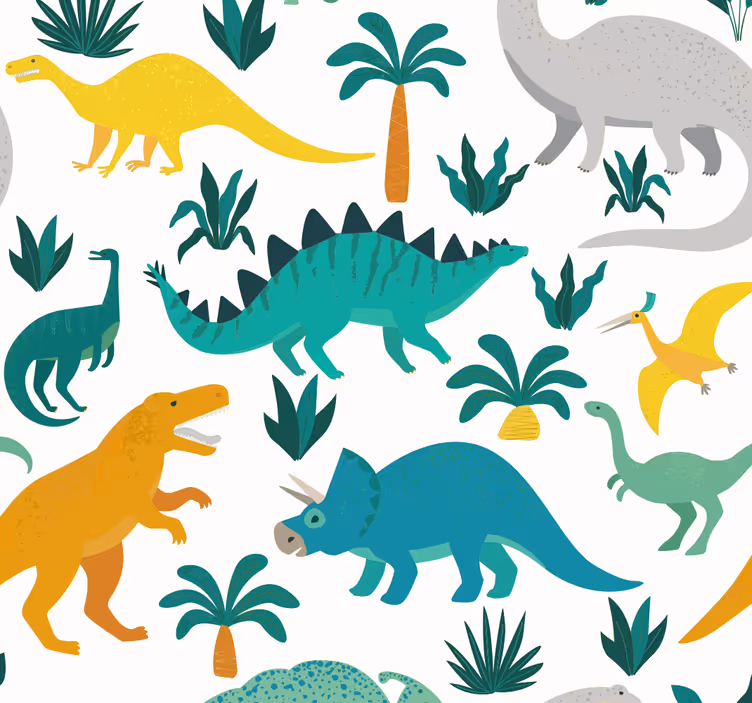 Estore de rolo infantil dinossauros com árvores - TenStickers