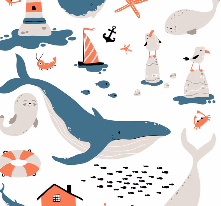Estore de rolo infantil no mar - TenStickers