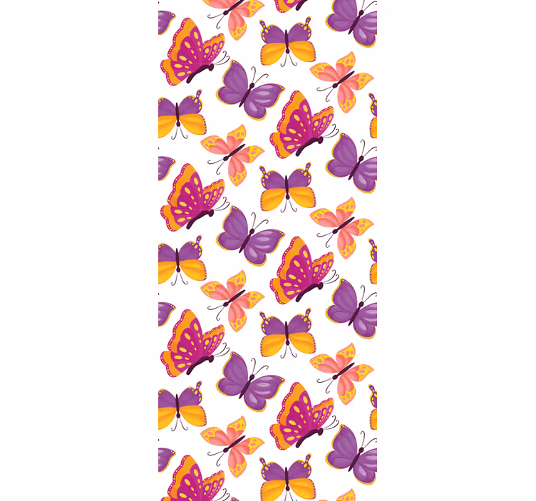 Estore de rolo juvenil padrão de borboletas amarelas e rosas - TenStickers