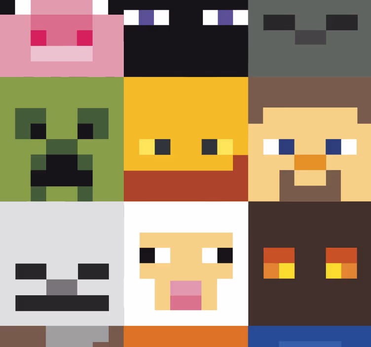 Estore de rolo juvenil com rostos pixelados de jogos - TenStickers
