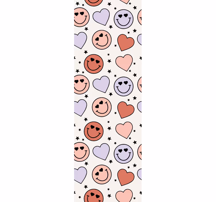 Estore de rolo juvenil rostos sorridentes e corações - TenStickers