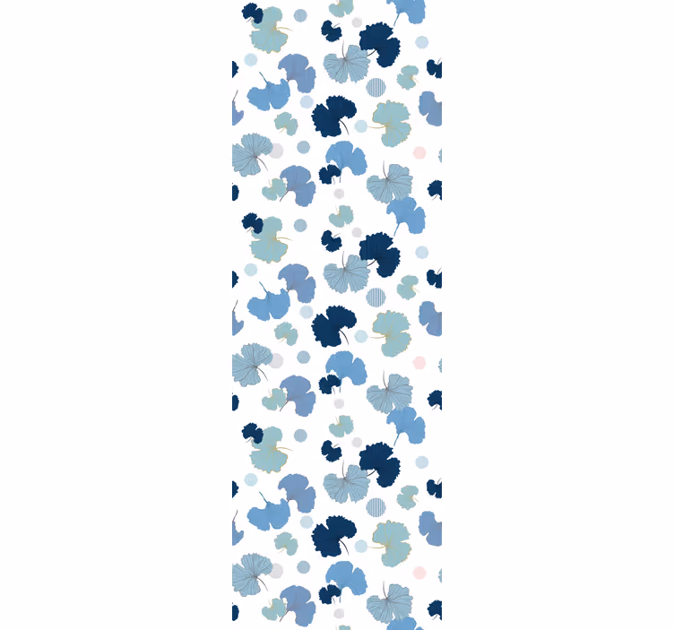 Estore de rolo modernos folha de ginkgo azul - TenStickers