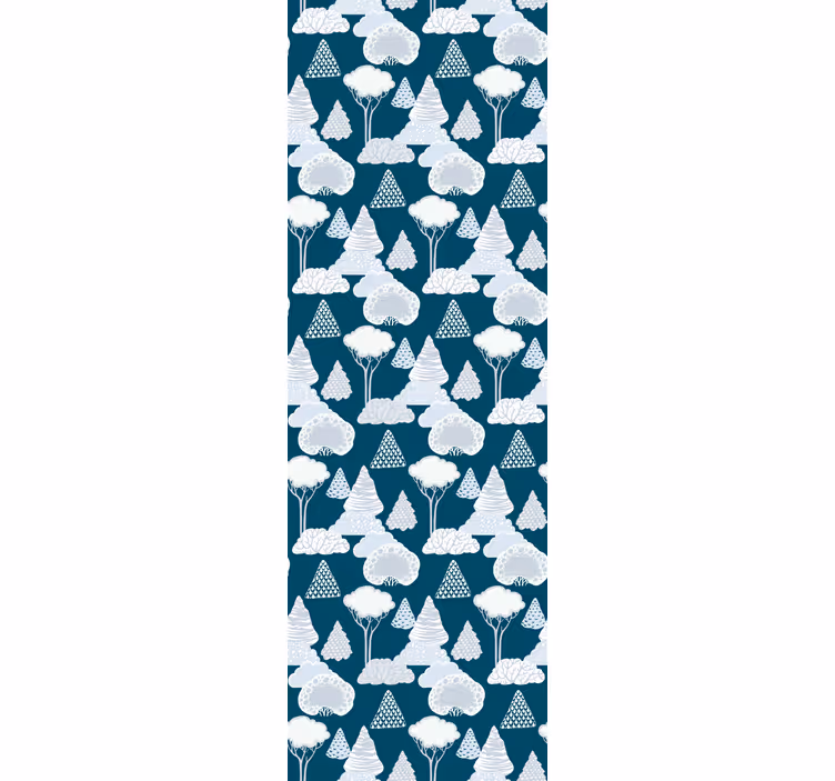 Estore de rolo modernos com árvores azul marinho japandi - TenStickers