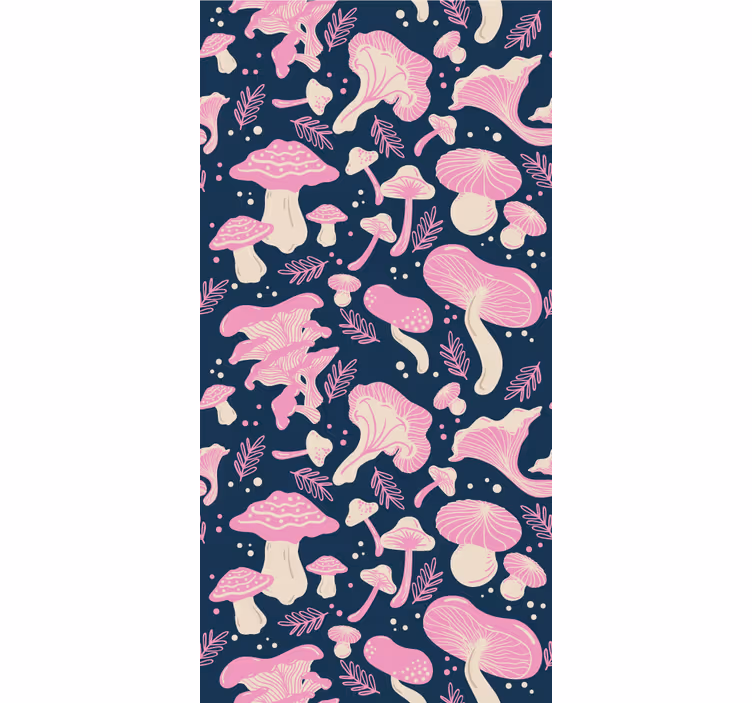 Estore de rolo modernos padrão de cogumelos rosa - TenStickers