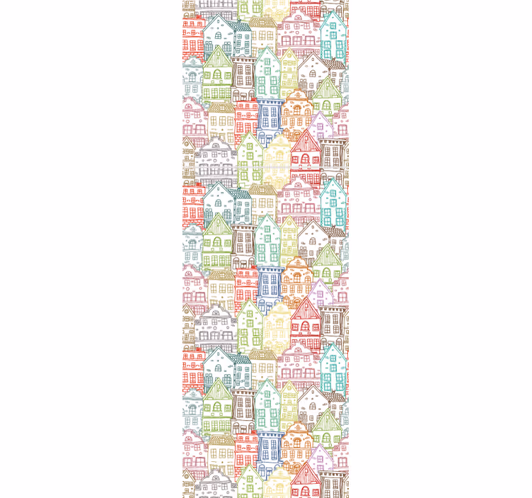Estore de rolo modernos padrão de casas desenhadas à mão - TenStickers