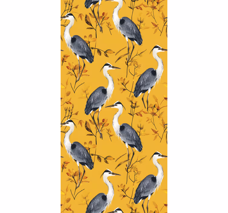 Estore de rolo amarelo padrão de garças - TenStickers