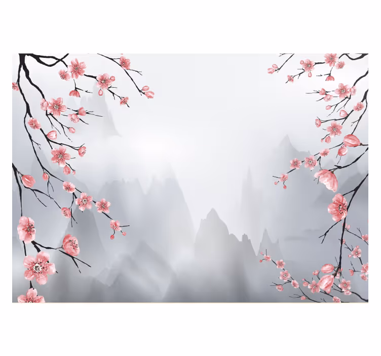 Estore de rolo para cozinha ramos de cerejeira japoneses - TenStickers