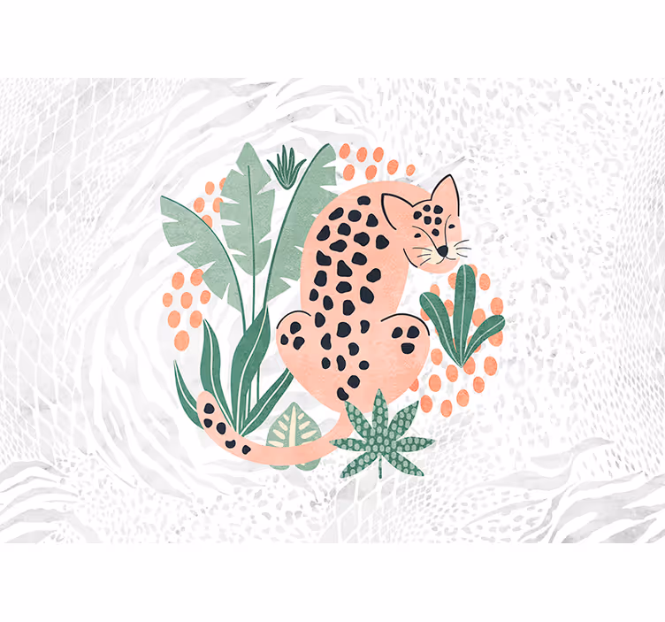 Estore de rolo branco árvores tropicais com tigres - TenStickers