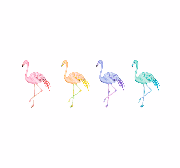Estore de rolo branco flamingos coloridos sem emenda - TenStickers